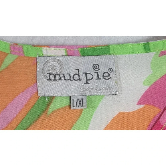 Mud Pie Bag Lady One Shoulder Cover Up Women's Size L/XL Watercolor Pom Pom Trim - Picture 5 of 6